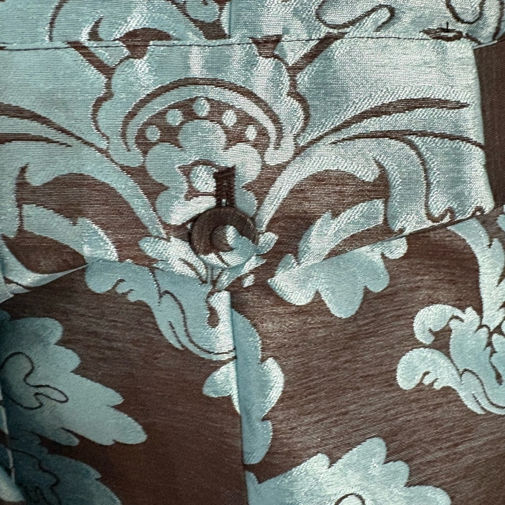 Nina Cole NWT Turquoise & Chocolate Floral Jacquard 2-Piece Pant Set Size 12 - Picture 3 of 6